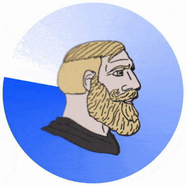 a cartoon drawing of a man with a beard and mustache