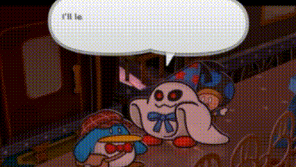 a cartoon character with a speech bubble that says `` i 'll be '' is talking to another cartoon character .