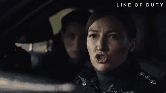 a movie poster for line of duty with a woman screaming