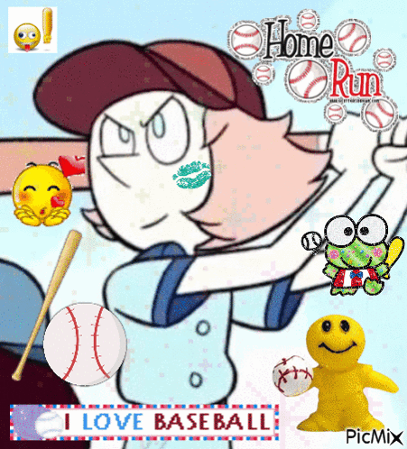 a picture of a cartoon character with the words i love baseball