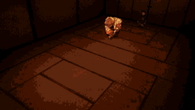 a computer generated image of a dark room with a light coming out of the corner