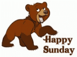 a happy sunday greeting card with a bear