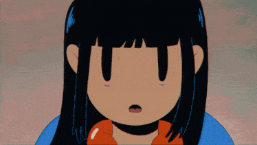 a cartoon drawing of a girl with long black hair
