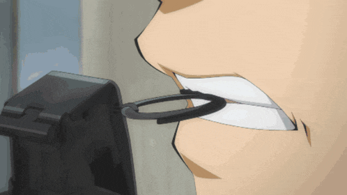 a close up of a man 's mouth with a ring around his mouth