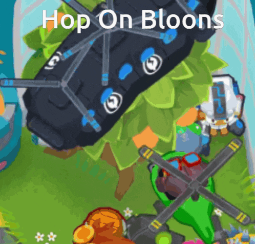 a video game called hop on bloons has a helicopter in the middle