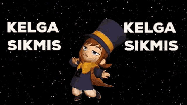 a cartoon character wearing a hat is dancing in front of a starry background .
