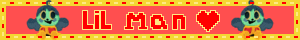 a colorful banner that says lil man with a heart in the middle