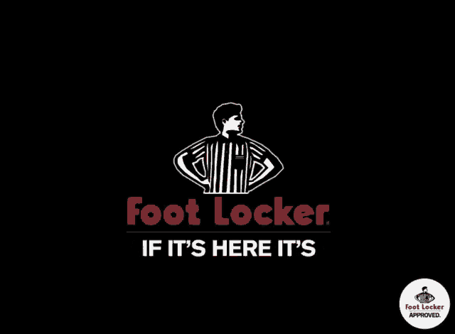 a logo for foot locker approved with a man on it
