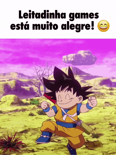 a picture of a cartoon character with the words leitadinha games está muito alegre