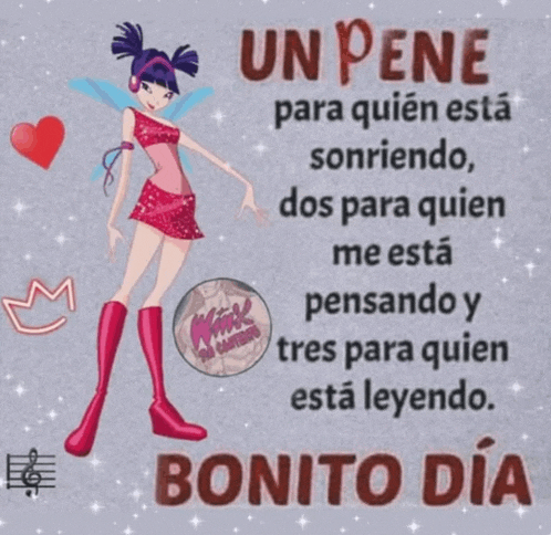 a picture of a fairy with the words un pene para quien esta sonriendo on it