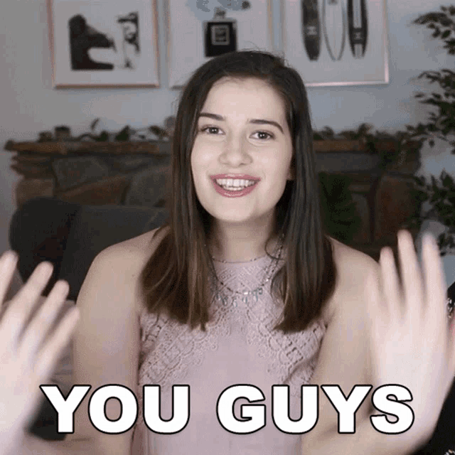 a woman says you guys with her hands up