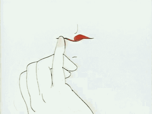 a drawing of a woman 's lips with the letter j in the corner