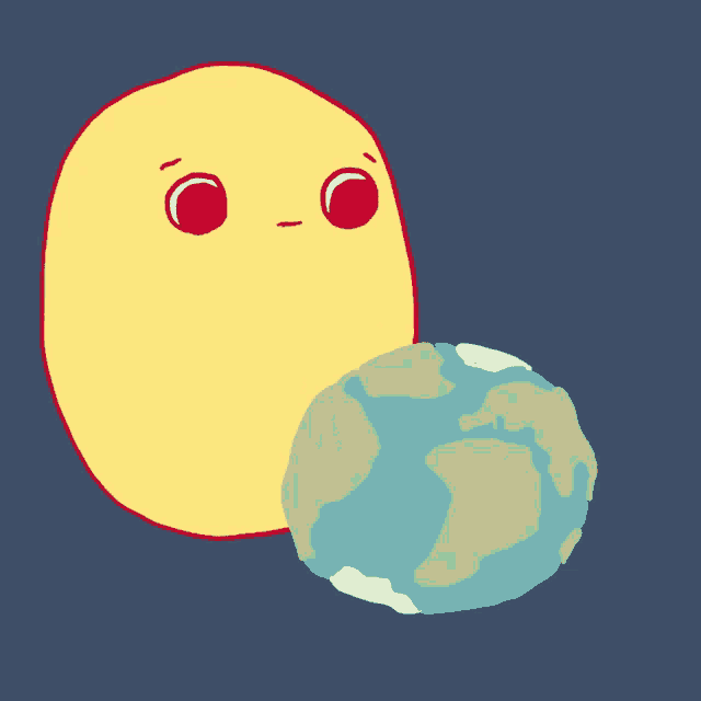 a cartoon drawing of a sun and a globe with red spots on it