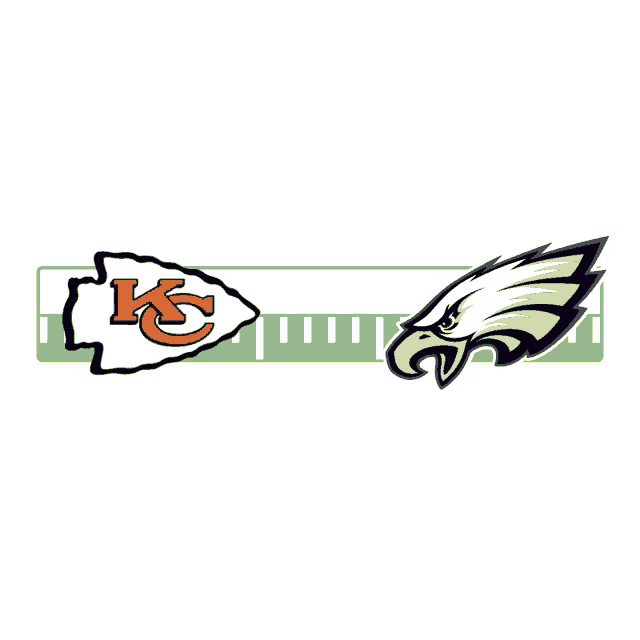 a cartoon drawing of a football game between the kansas city chiefs and the seattle eagles