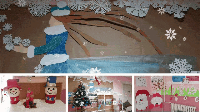 a collage of christmas decorations including a snowman