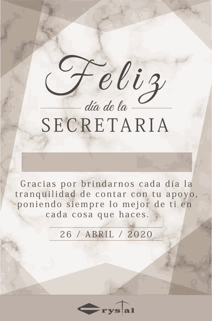 a greeting card that says feliz dia de la secretaria