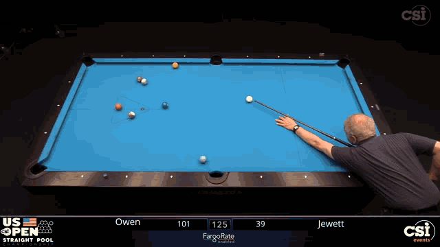 a pool table with a player named owen