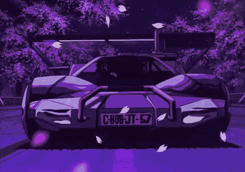 a purple car with the license plate c808jt-57