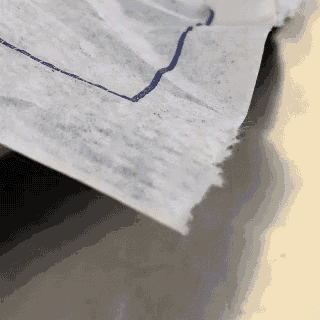 a piece of paper with a blue line going through it