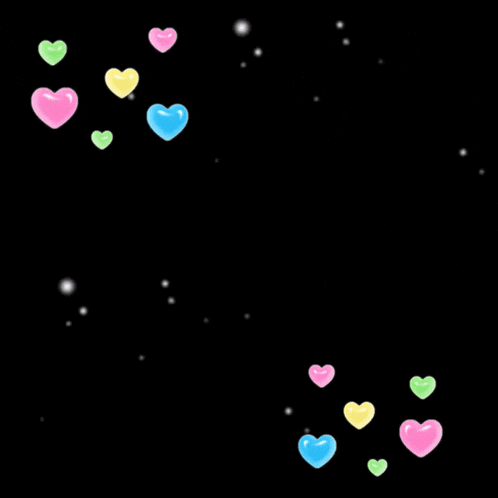 a black background with arabic writing and colorful hearts on it