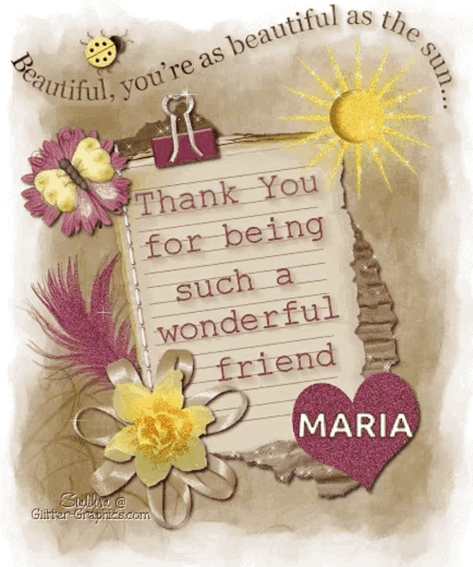a greeting card that says " thank you for being such a wonderful friend "