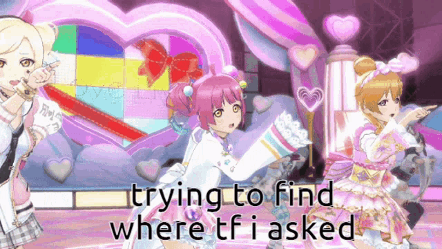 a picture of a girl with the words trying to find where tf i asked