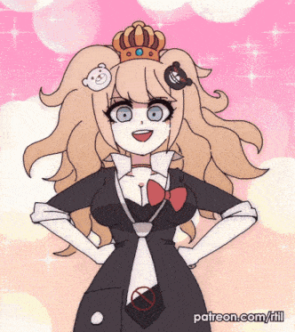 a drawing of a girl with a crown on her head is on patreon