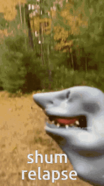 a picture of a shark with the words " shun relapse " on the bottom