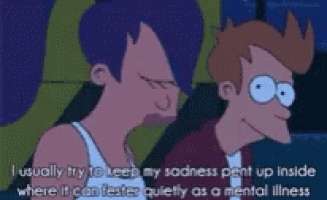 a cartoon of a man and a woman talking about sadness