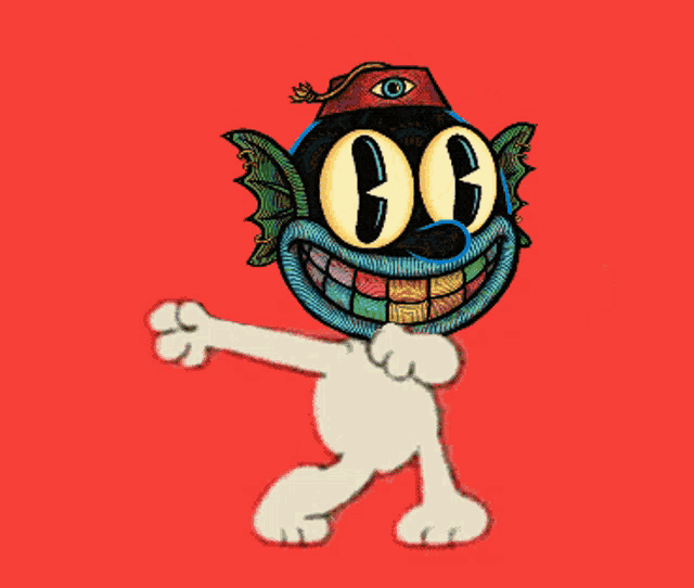 a cartoon drawing of a cat with a hat that says cc