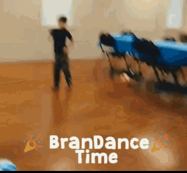 a blurred image of a person dancing with the words brandance time below
