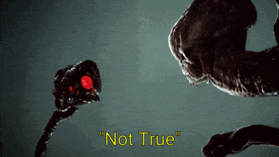 a picture of a monster with the words " not true " on it