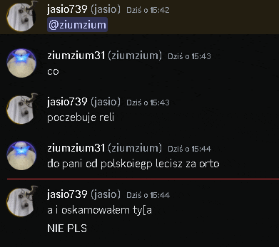 a screenshot of a conversation between jasio739 and ziumzium