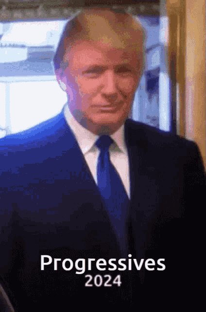 a man in a suit and tie says progressives 2024 on the bottom