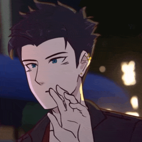 a cartoon drawing of a man with a ring in his ear