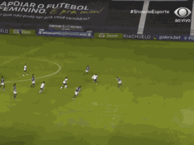 a group of soccer players on a field with the words showdoesporte on the bottom