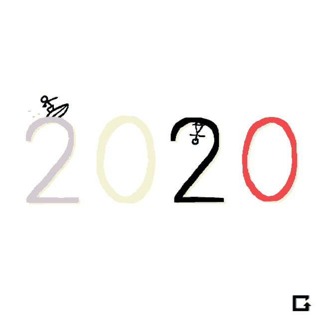 a drawing of the year 2020 with a g on the bottom right