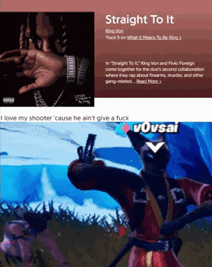 a picture of a man holding a gun next to a poster for straight to it by king von