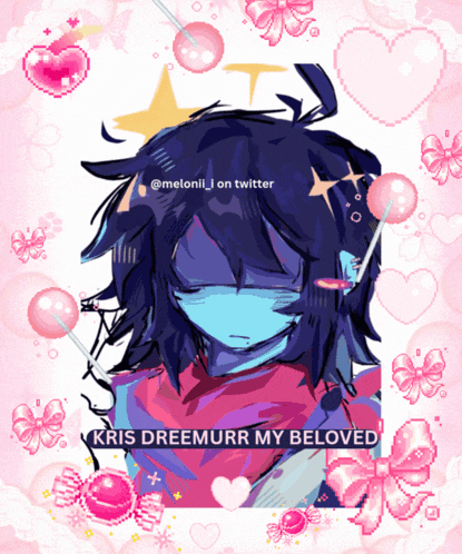 a drawing of kris dreemurr with the words kris dreemurr my beloved