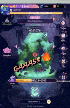 a screenshot of a video game with gaaass written on the screen