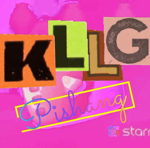 a pink background with the letters k l and g