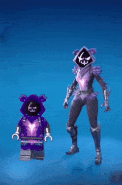 a video game character is standing next to a smaller character