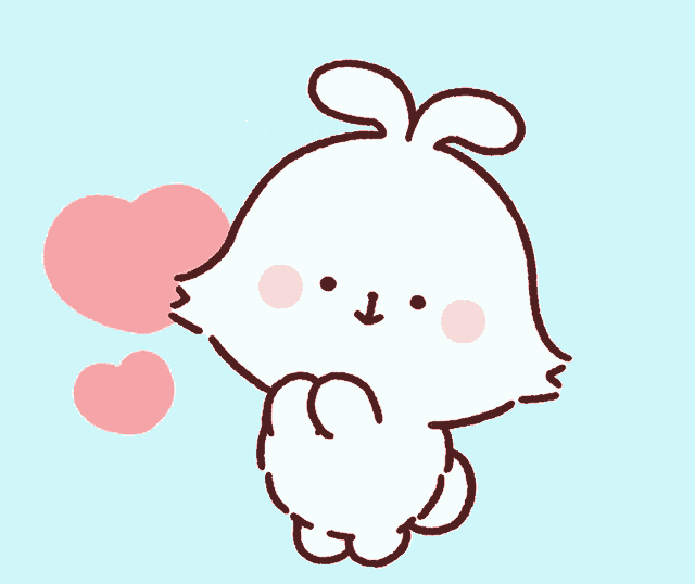 a cartoon drawing of a bunny holding a heart