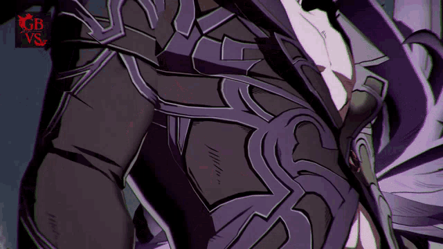 a close up of a person 's torso with a gb vs logo in the corner