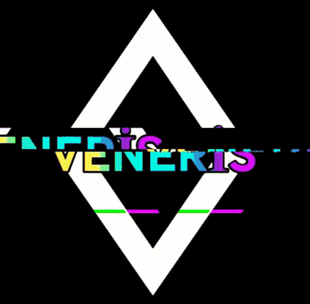 a colorful logo for veneris with a diamond in the center