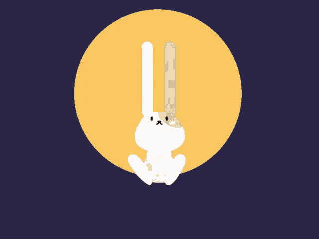 a rabbit is hanging upside down in front of the moon