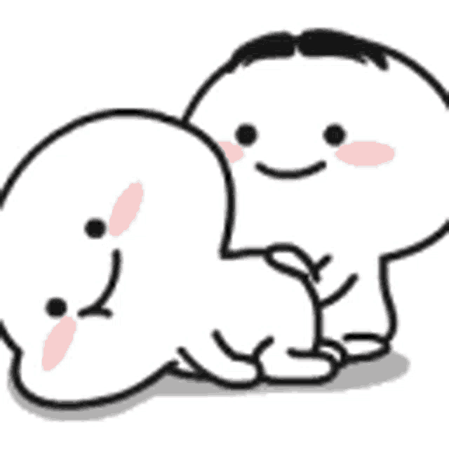 a couple of white cartoon characters are sitting next to each other on a white background .
