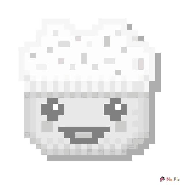 a pixel art drawing of a cupcake with sprinkles on it