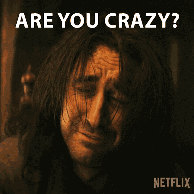 a poster for netflix shows a man with long hair and the words are you crazy