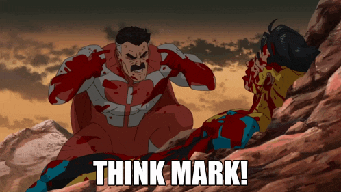 a cartoon of a man and a woman with the words think mark written below them